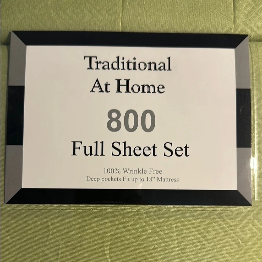 Traditional At Home Green Full 6pc Sheet Set Kiwi Green Embossed Maze Key Print